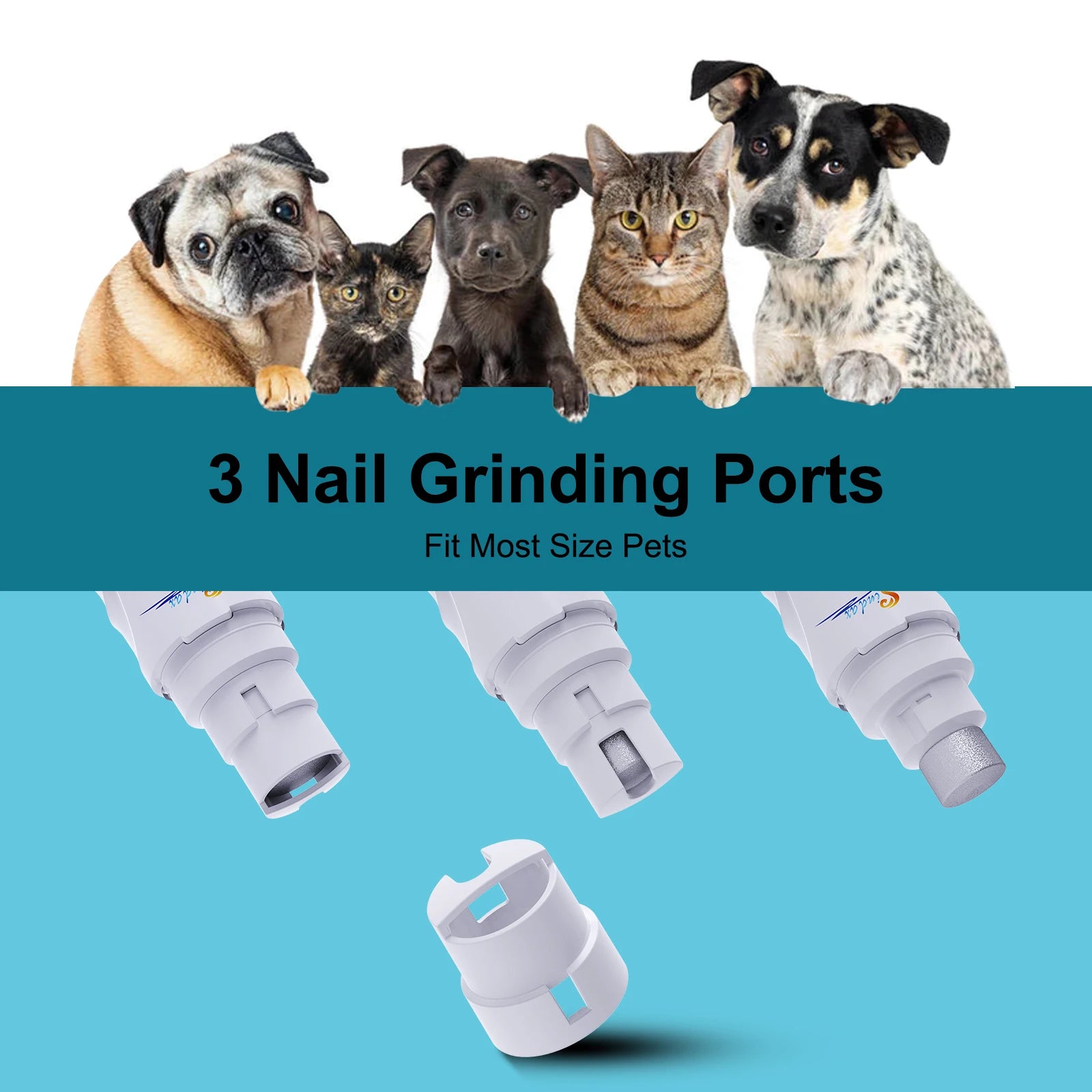 Dog Nail Grinder USB Rechargeable Electric Pet Paws Clipper & Trimmer Painless