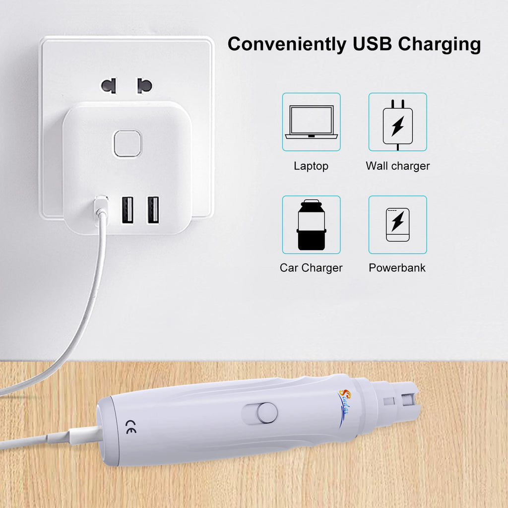 Dog Nail Grinder USB Rechargeable Electric Pet Paws Clipper & Trimmer Painless