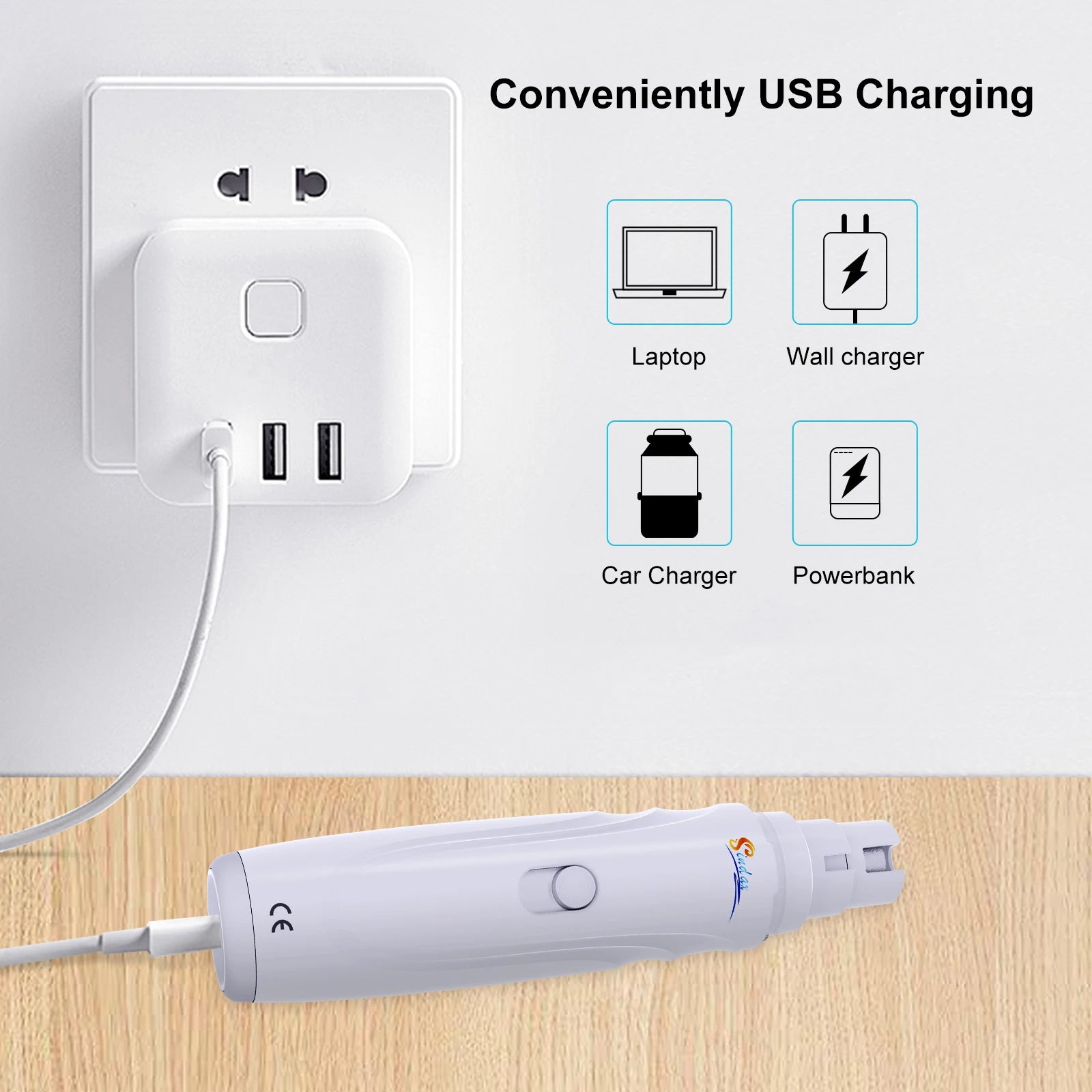 Dog Nail Grinder USB Rechargeable Electric Pet Paws Clipper & Trimmer Painless