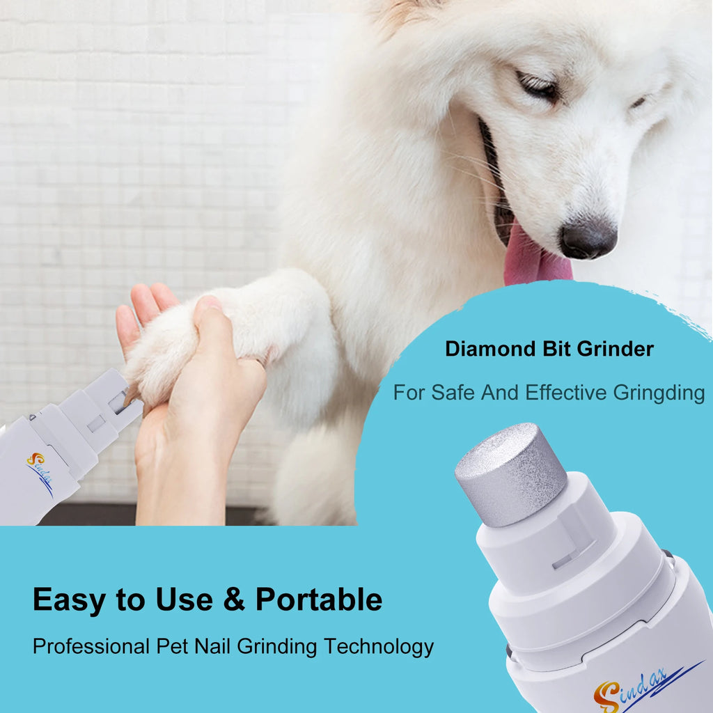 Dog Nail Grinder USB Rechargeable Electric Pet Paws Clipper & Trimmer Painless